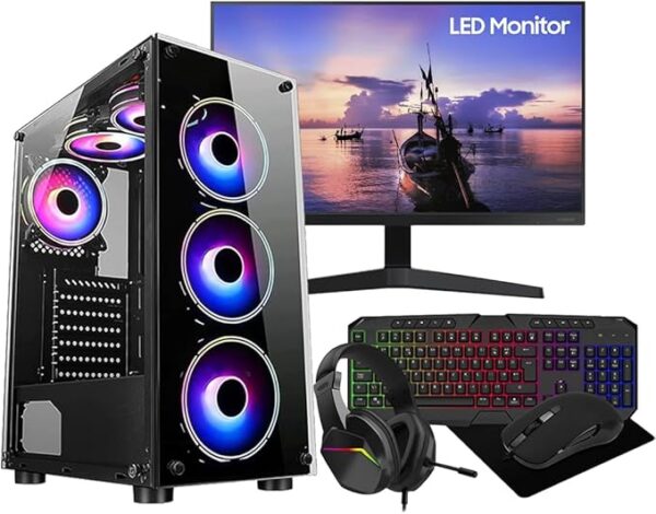 ASC Quad Core Gaming PC Bundle - Amd Ryzen 3 3200G 3.6Ghz - 16GB RAM DDR4-1TB SSD - Windows 11 - Radeon Vega 8 - Mirage 6 Fan Black RGB Case 22" Monitor • Gaming Keyboard/Mouse/Mousemat/Headset - Image 3