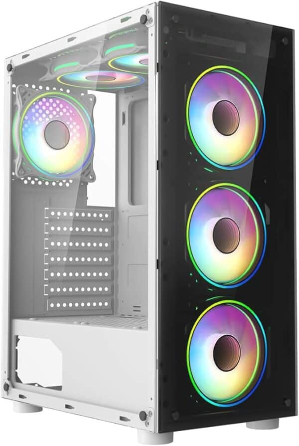 ASC Ryzen Gaming PC - AMD Ryzen 5 4500, GT1030 2GB Graphics Card, 16GB RAM, 256GB SSD, 1TB HDD, 500W 80+ PSU, Wi-Fi, Windows 11, White 6 Fan RGB Gaming Case 22" Monitor Bundle - Image 2