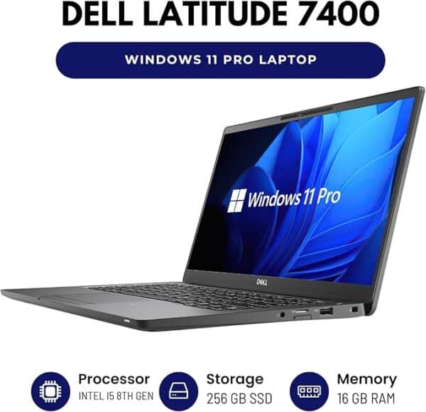 Dell Latitude 7400 14” Laptop – Intel Core i5 8th Gen CPU – 16GB RAM – 256GB SSD – Windows 11 Pro (Renewed) - Image 2