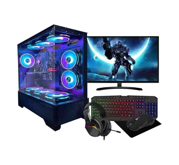 ASC Intel Core i7 Gaming Tower • GT730 2GB Graphics Card • 16GB RAM • 512GB SSD+1TB HDD • 500W 80+ PSU • Black 9 Fan RGB Gaming Case • WIFI • Windows 11 • 22" Monitor Bundle