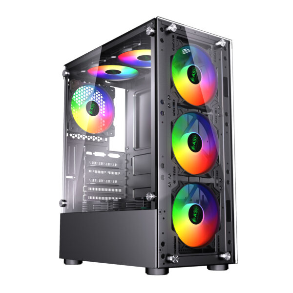 Gaming PC Tower: Intel Core i7, 8GB RAM, 1TB+256GB SSD, GT730 2GB, Windows 11, 6 Fan RGB Case